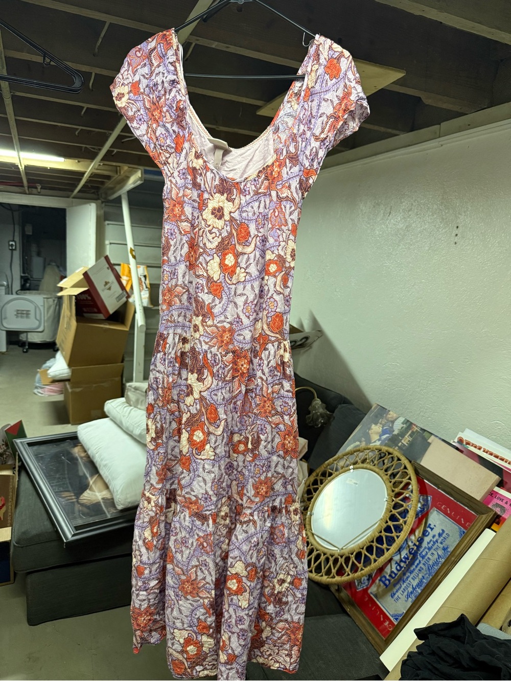 Knox Rose Floral Tiered Maxi Dress in Lavender and Orange